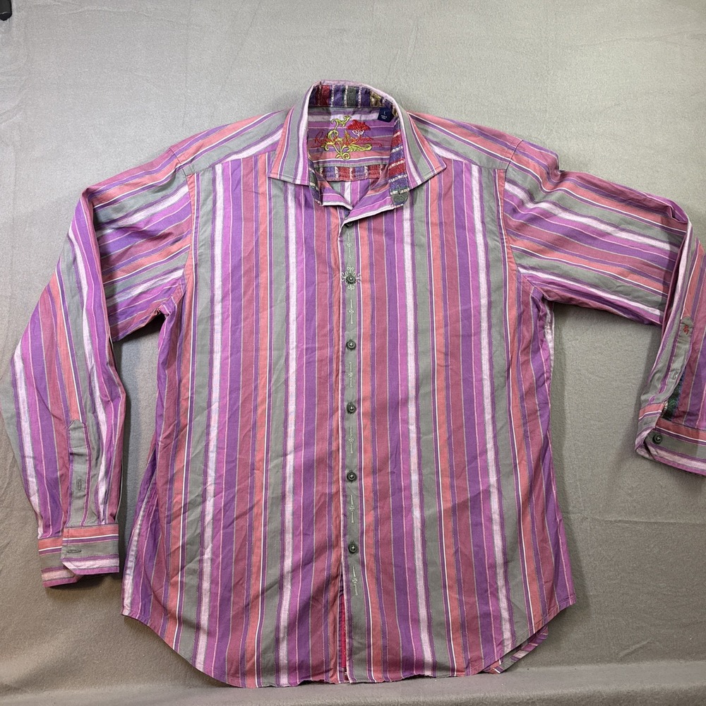 Robert Graham Button Down Pink Stripes Long Sleeve